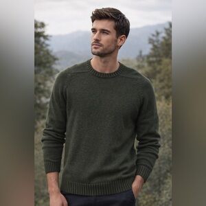 Lands' End Men's Forest Green Crewneck Sweater